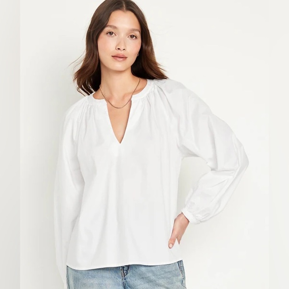 Old Navy Textured Sea Salt Split Neck Blouse NWT